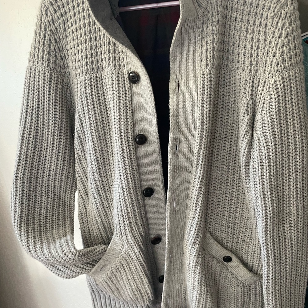 Ted Baker London Mens Large Long Sleeve Cable knit Button Through Cardigan